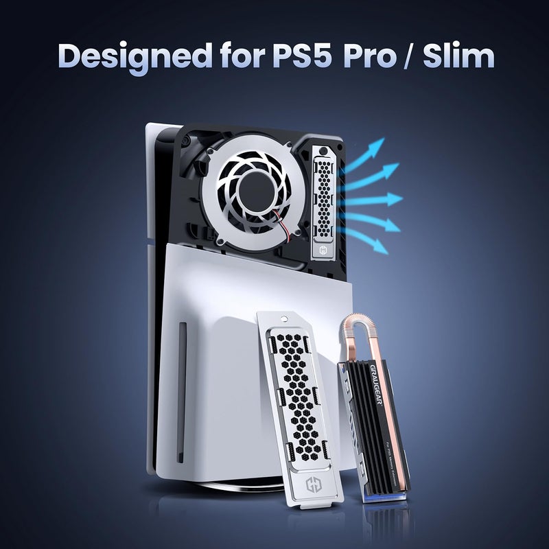 GRAUGEAR PS5 Pro/Slim SSD Heatsink Cover Set, Metal Heat Dissipation Cover, Copper Heat Pipe and Aluminum Fin for PS5 SSD Storage - Image 4